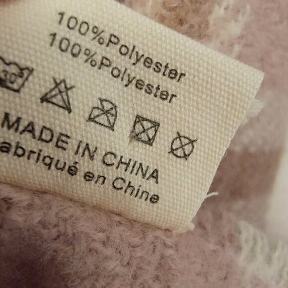 Pretty Persuasions Pale Pink Blue Super Soft Plaid Scarf Wrap Fringe - Picture 5 of 5